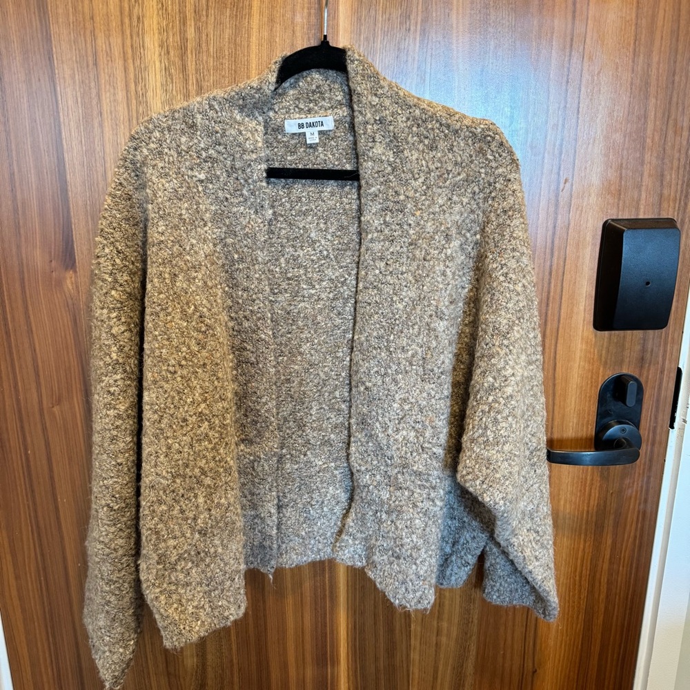 BB Dakota Tan Chunky Knit Open-Front Cardigan